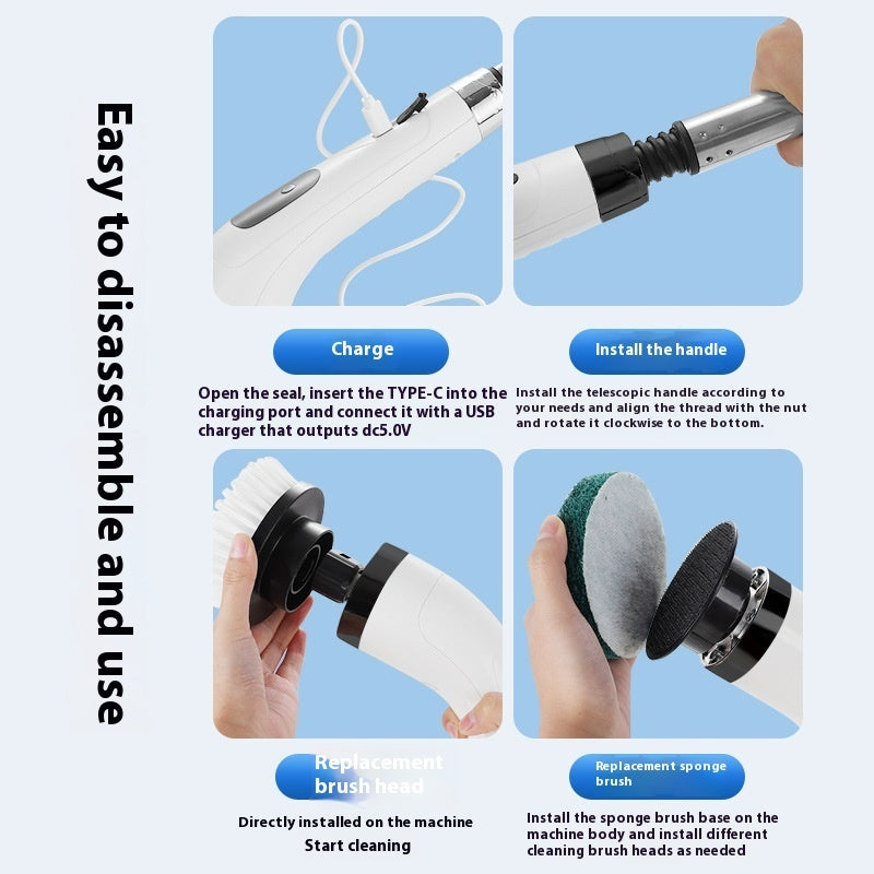 Car Kitchen Wireless Charging Handheld Multifunctional Electric Cleaning Brush